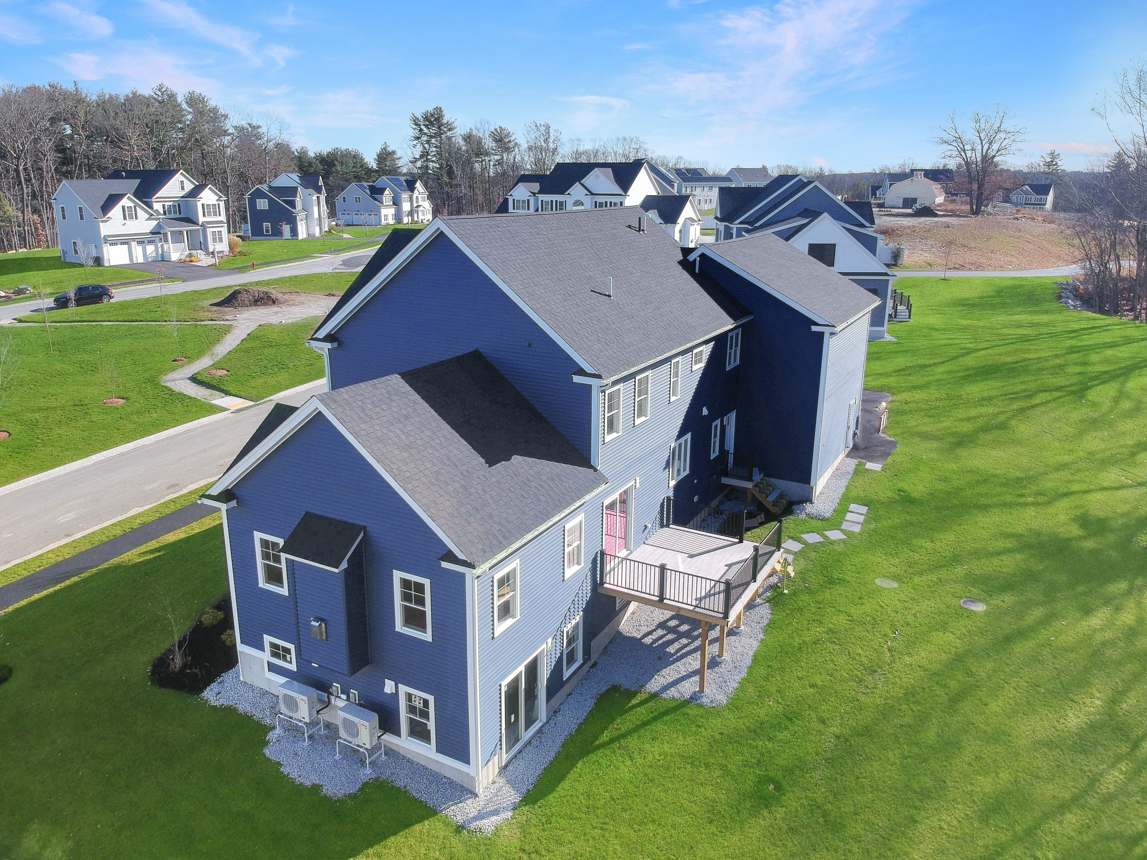 Blue Home Suburban Aerial